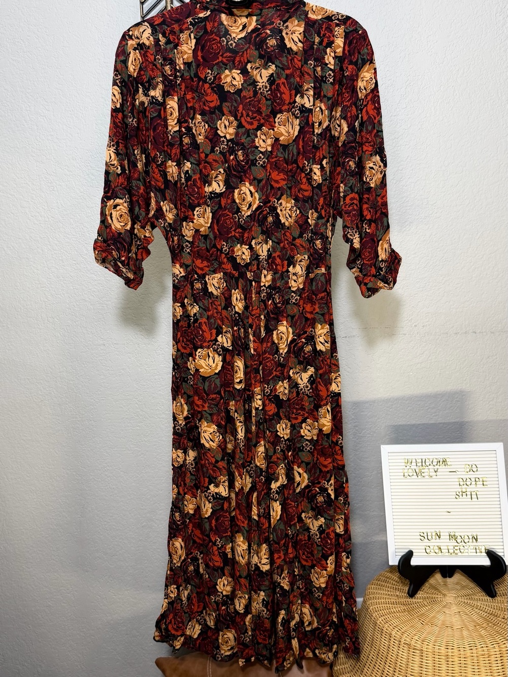 Vintage Nina Piccalino Rose Print Midi Dress